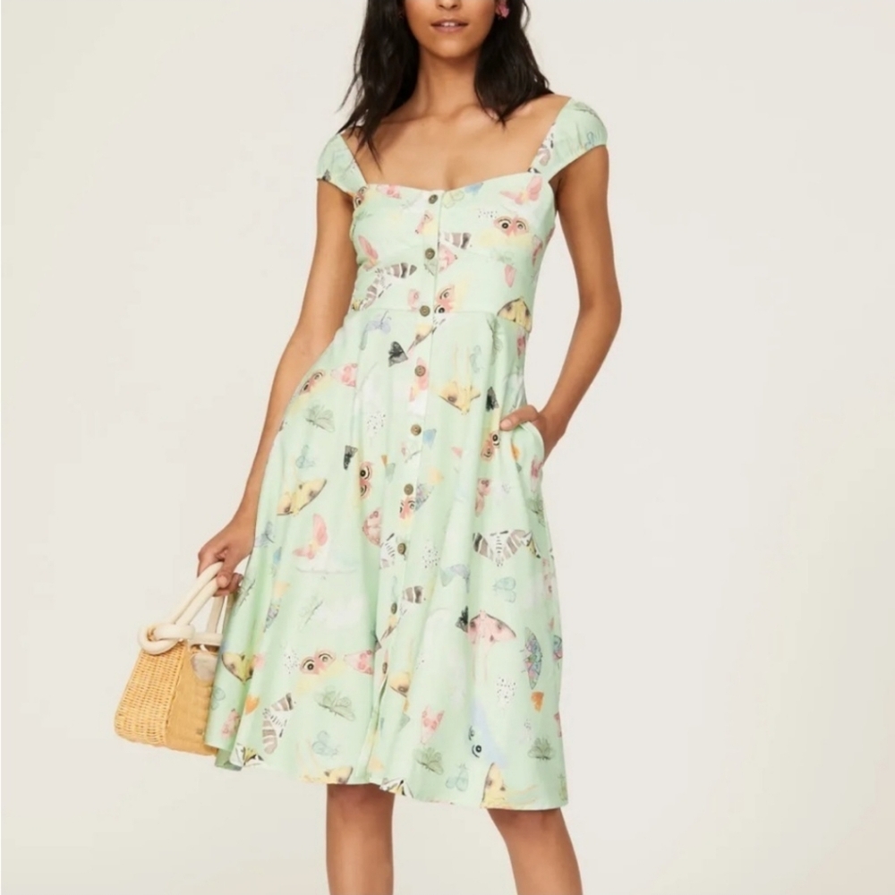 Modcloth X Hutch Butterfly Midi Dress Size 6